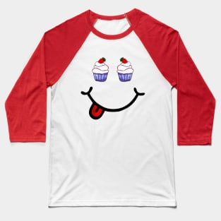 Cupcake & Smile (in the shape of a face) Baseball T-Shirt